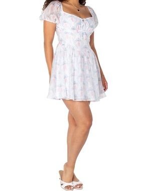 Bridgerton Floral Sweetheart Neck Puff Sleeves Mini Dress  Women’s M